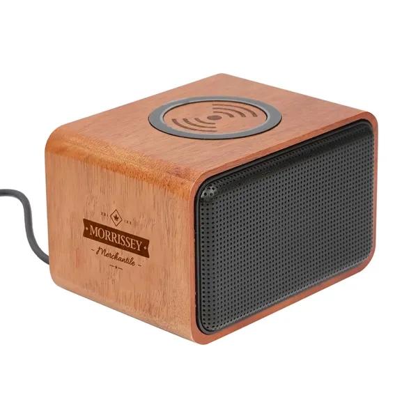 Wood Bluetooth Speaker with Wireless Charging Pad - Wood Bluetooth Speaker with Wireless Charging Pad - Image 2 of 13