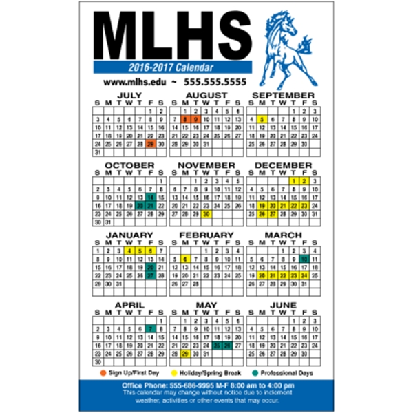 3.5 x 5.625 Square Cornered - School Calendar Magnet