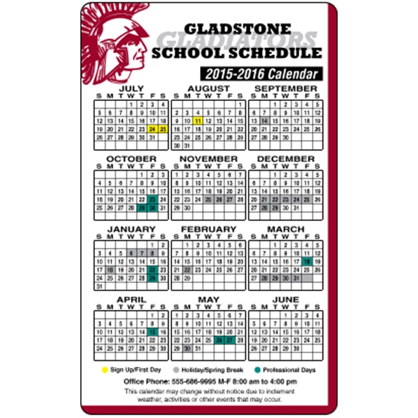 3.5 x 5.625 Round Cornered - School Calendar Magnet - 3.5 x 5.625 Round Cornered - School Calendar Magnet - Image 0 of 4