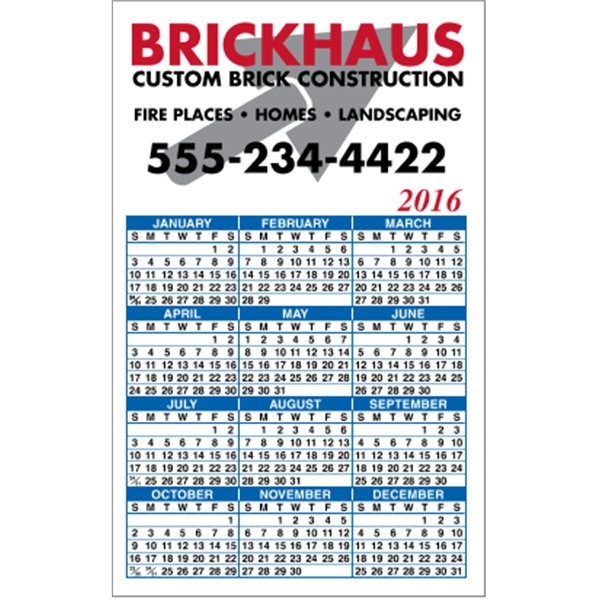 3.5" x 5.625" Top Image - Calendar Magnet