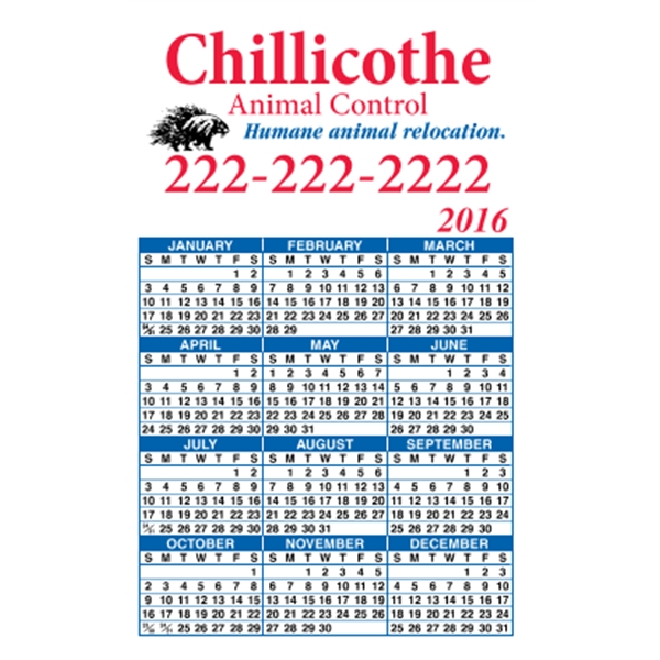 3.5" x 5.625" Top Image - Calendar Magnet