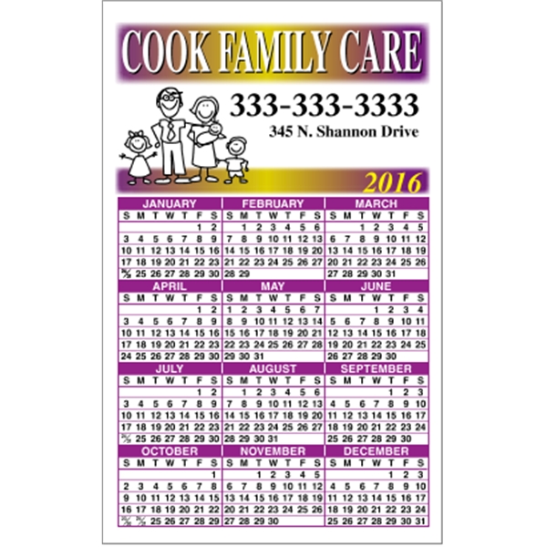 3.5" x 5.625" Top Image - Calendar Magnet