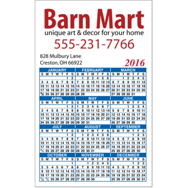 3.5" x 5.625" Top Image - Calendar Magnet