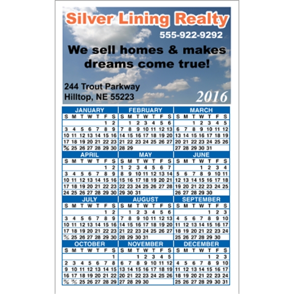 3.5" x 5.625" Top Image - Calendar Magnet