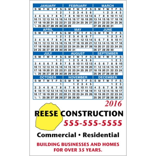 3.5" x 5.625" Bottom Image - Calendar Magnet