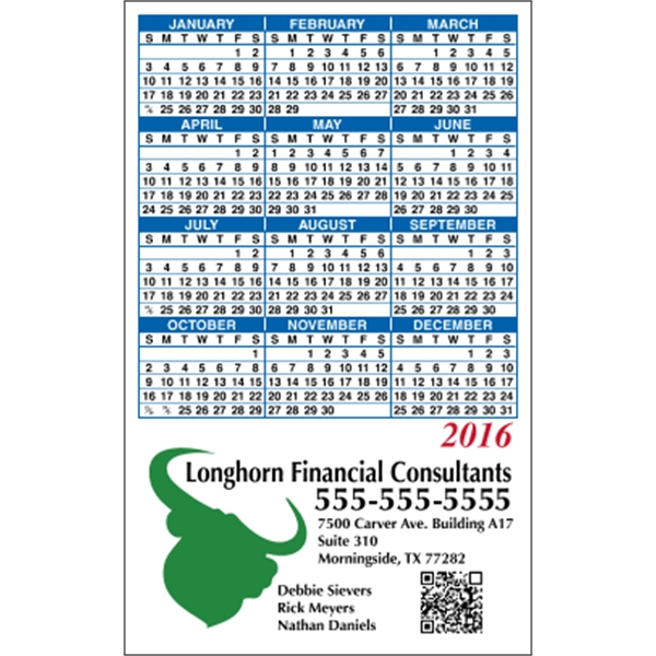 3.5" x 5.625" Bottom Image - Calendar Magnet