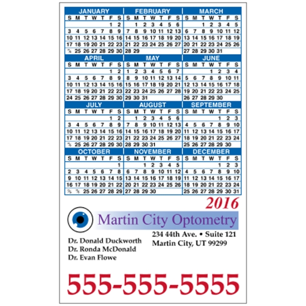 3.5" x 5.625" Bottom Image - Calendar Magnet