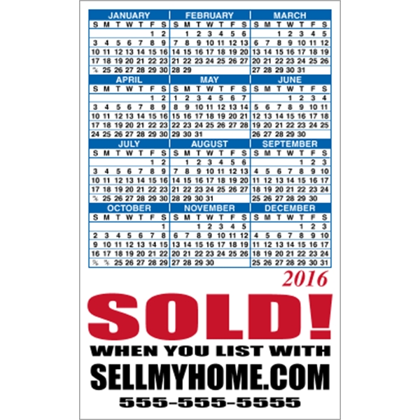3.5" x 5.625" Bottom Image - Calendar Magnet