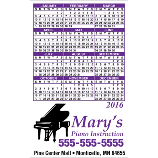 3.5" x 5.625" Bottom Image - Calendar Magnet