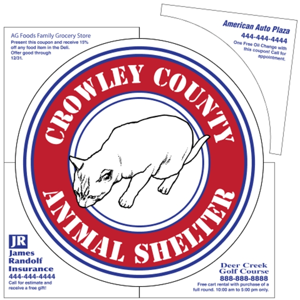 5.5" Circle Magnet in 6" Square w/Coupons