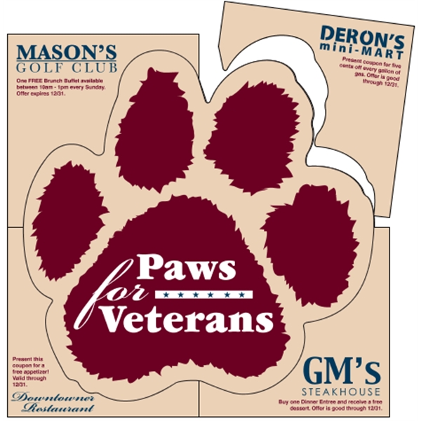 5.5" Paw Print Magnet in 6" Square w/Coupons