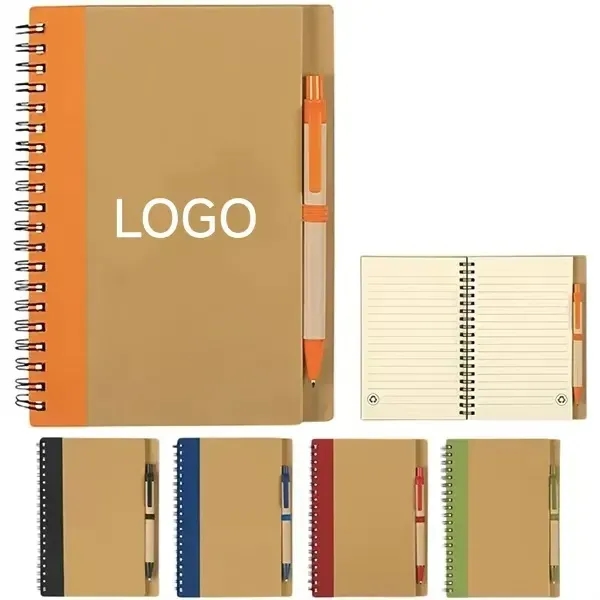 Environmental Friendly Spiral Notebook With Pen - Environmental Friendly Spiral Notebook With Pen - Image 0 of 4