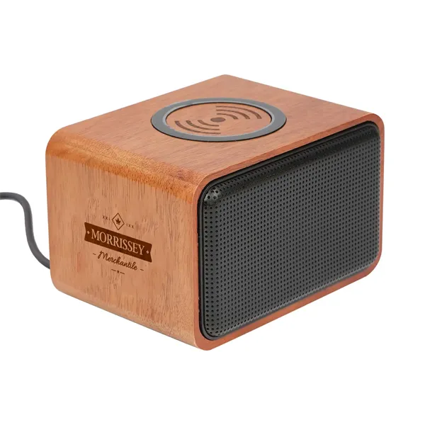 Wood Bluetooth Speaker with Wireless Charging Pad - Wood Bluetooth Speaker with Wireless Charging Pad - Image 1 of 12