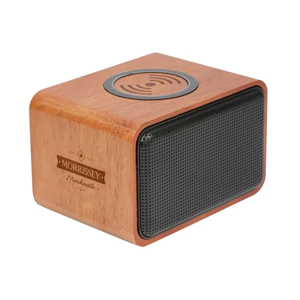 Wood Bluetooth Speaker with Wireless Charging Pad - Wood Bluetooth Speaker with Wireless Charging Pad - Image 5 of 12