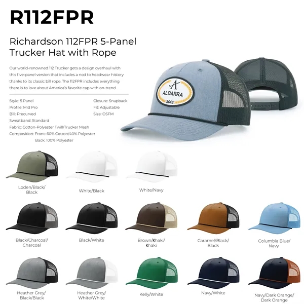 Richardson 112FPR Trucker Hat w/ Patches or Embroidery - Richardson 112FPR Trucker Hat w/ Patches or Embroidery - Image 2 of 15