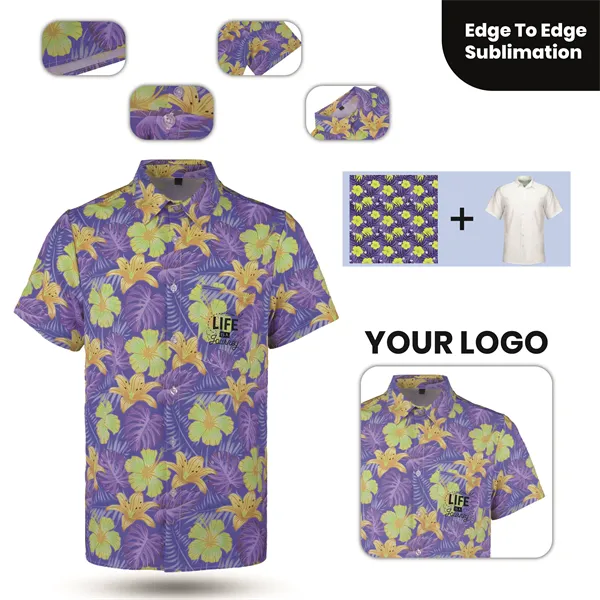 Men's Dye Sublimation Hawaiian Shirt with Pocket - Men's Dye Sublimation Hawaiian Shirt with Pocket - Image 0 of 0