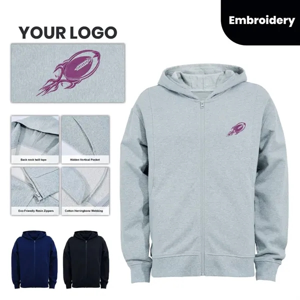 Personalized Cotton Unisex Full Zipper Hoodie - Personalized Cotton Unisex Full Zipper Hoodie - Image 1 of 1