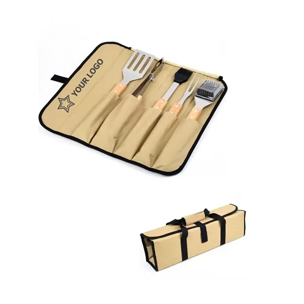5pcs Stainless Steel BBQ Grill Tool Set - 5pcs Stainless Steel BBQ Grill Tool Set - Image 0 of 2