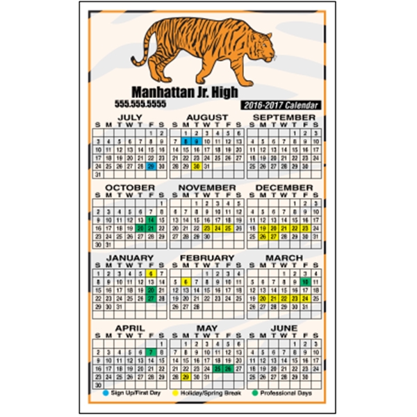 3.5 x 5.625 Square Cornered - School Calendar Magnet