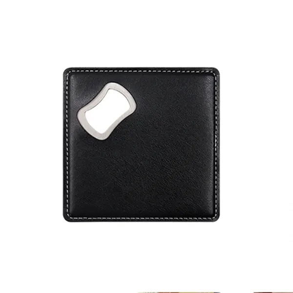Custom Leather Square Coaster Bottle Opener