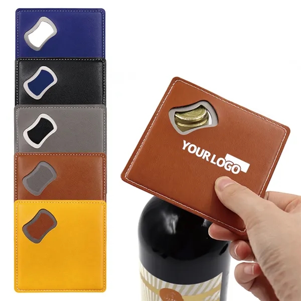 Leather Square Coaster Bottle Opener