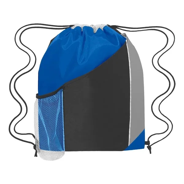 210D Polyester Drawstring Backpack w/ Mesh Pocket - 210D Polyester Drawstring Backpack w/ Mesh Pocket - Image 4 of 6