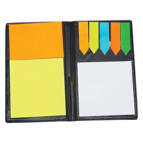 Leather Look Padfolio With Sticky Notes & Flags - Leather Look Padfolio With Sticky Notes & Flags - Image 3 of 5