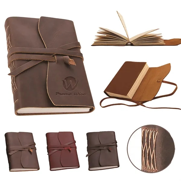 Handmade Genuine Leather Journals Notebooks with Tie Closure - Handmade Genuine Leather Journals Notebooks with Tie Closure - Image 0 of 9