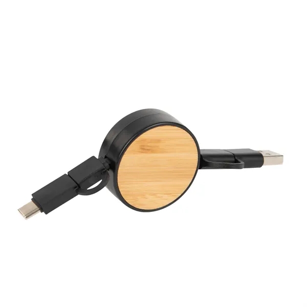 Bamboo Retractable 3-in-1 Charging Cable - Bamboo Retractable 3-in-1 Charging Cable - Image 4 of 7