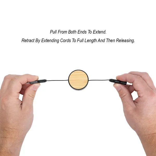 Bamboo Retractable 3-in-1 Charging Cable - Bamboo Retractable 3-in-1 Charging Cable - Image 5 of 7