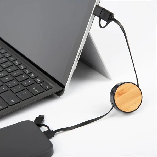 Bamboo Retractable 3-in-1 Charging Cable - Bamboo Retractable 3-in-1 Charging Cable - Image 7 of 7