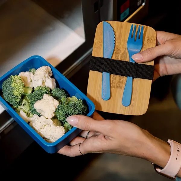 Custom Wheat Lunch Set With Bamboo Lid