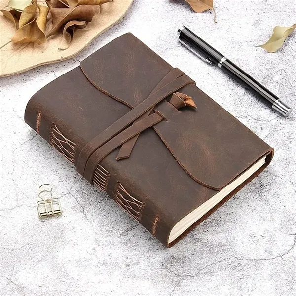 Handmade Genuine Leather Journals Notebooks with Tie Closure - Handmade Genuine Leather Journals Notebooks with Tie Closure - Image 1 of 9