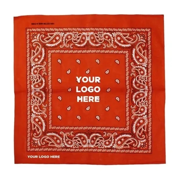 Orange 22" x 22" Cotton Paisley Bandanas - Orange 22" x 22" Cotton Paisley Bandanas - Image 1 of 3