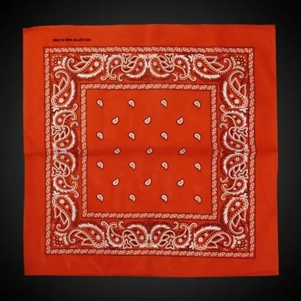 Orange 22" x 22" Cotton Paisley Bandanas - Orange 22" x 22" Cotton Paisley Bandanas - Image 2 of 3