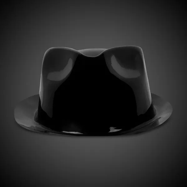 Black Plastic Gangster Fedora Hat - Black Plastic Gangster Fedora Hat - Image 1 of 4