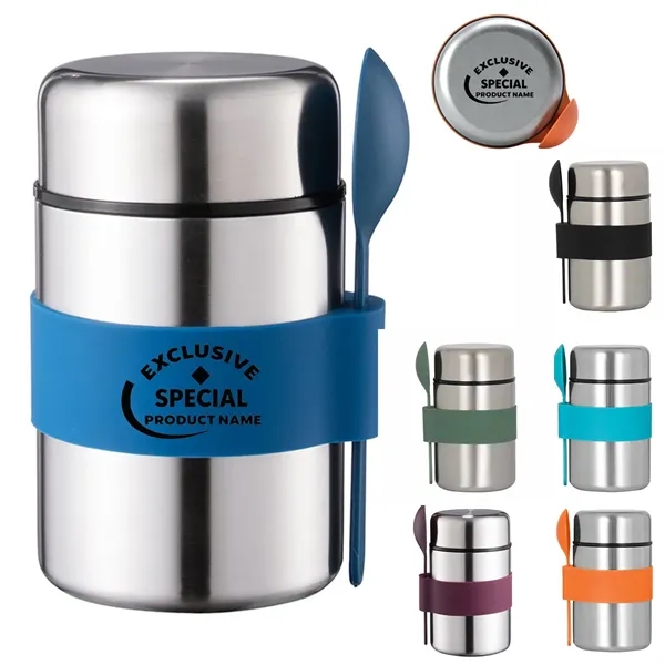 13oz. Width Mouth Stainless Thermo w/ Spoon - 13oz. Width Mouth Stainless Thermo w/ Spoon - Image 0 of 4