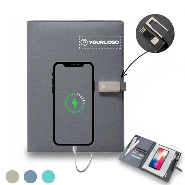 Business padfolio notebook with 16gb usb drive/charging - Business padfolio notebook with 16gb usb drive/charging - Image 0 of 4