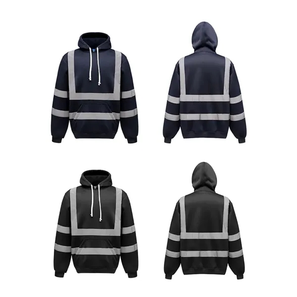 Hi Vis Hoodie Class 3 High Visibility Sweatshirt with Zipper - Hi Vis Hoodie Class 3 High Visibility Sweatshirt with Zipper - Image 2 of 6