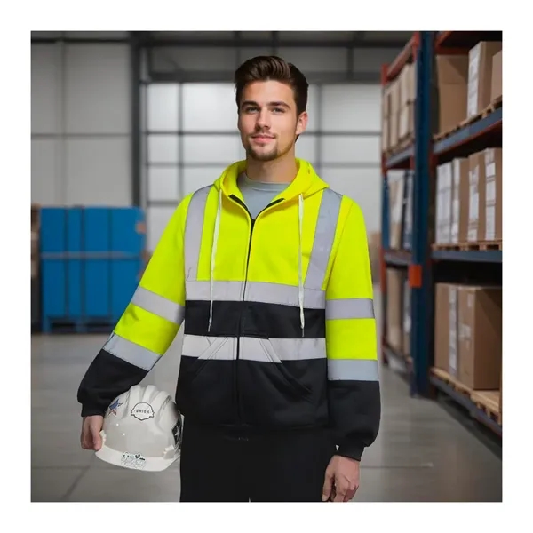 Hi Vis Hoodie Class 3 High Visibility Sweatshirt with Zipper - Hi Vis Hoodie Class 3 High Visibility Sweatshirt with Zipper - Image 5 of 6