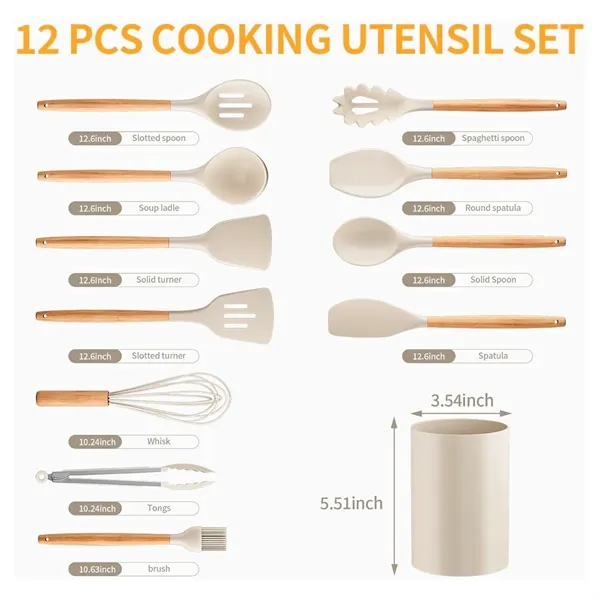 12 PCS Silicone Cooking Utensil Set - 12 PCS Silicone Cooking Utensil Set - Image 1 of 5