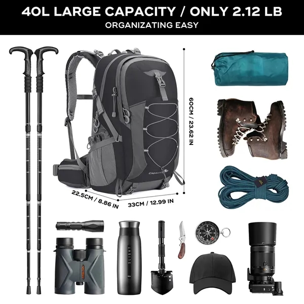 40L Waterproof Lightweight Travel Hiking Backpack - 40L Waterproof Lightweight Travel Hiking Backpack - Image 9 of 11