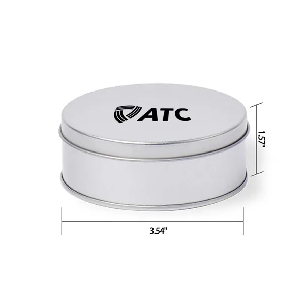 Silver Round Tin Box with Flat Lid (3.54*1.57 Inches)