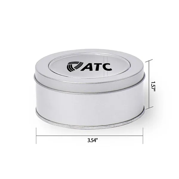 Silver Round Tin Box with Window Lid (3.54*1.57 Inches)