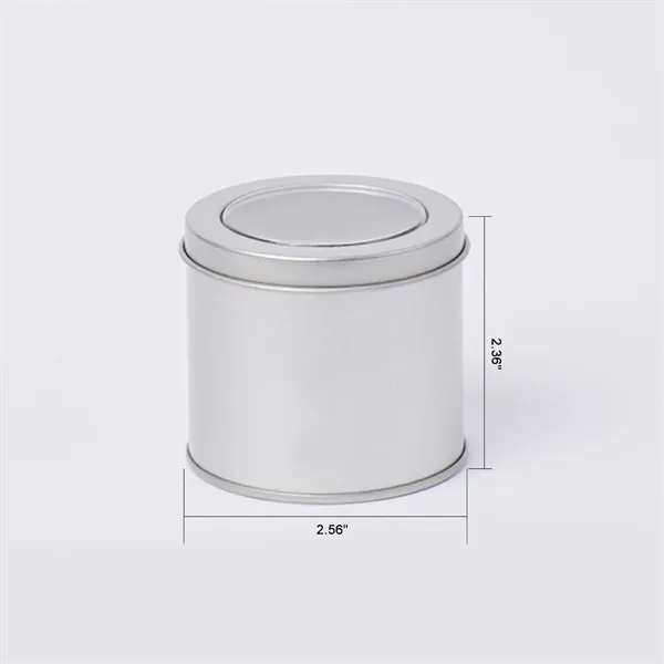 Silver Round Tin Box with Window Lid (2.56*2.36 Inches)