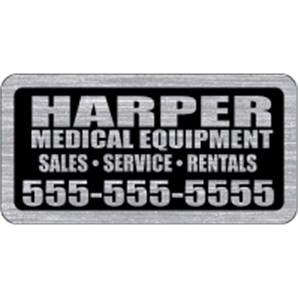 2.75" x 1.375" Rect ID Decal  - Brushed Chrome - 2.75" x 1.375" Rect ID Decal  - Brushed Chrome - Image 2 of 2