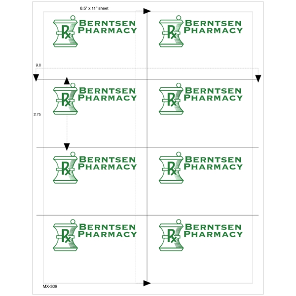 4.25" x 2.75" - 8up 8.5 x 11  Custom Laser Labels 1,000 S...