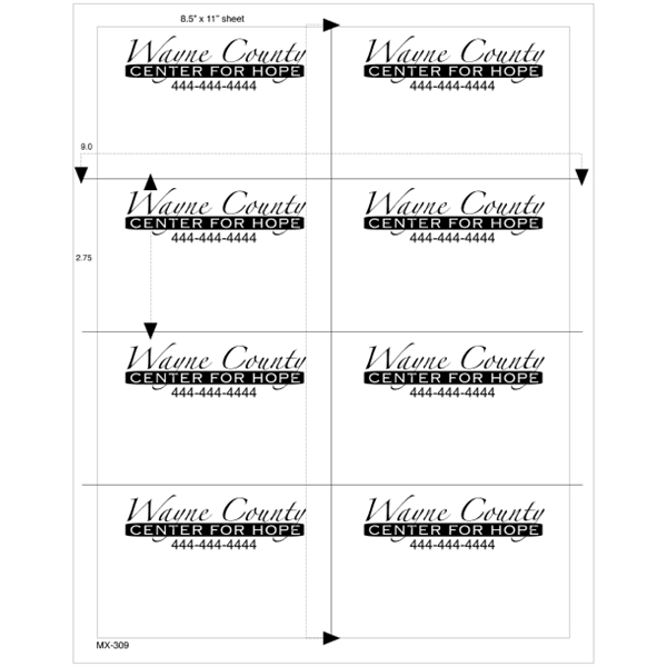 4.25" x 2.75" - 8up 8.5 x 11  Custom Laser Labels 1,000 S...