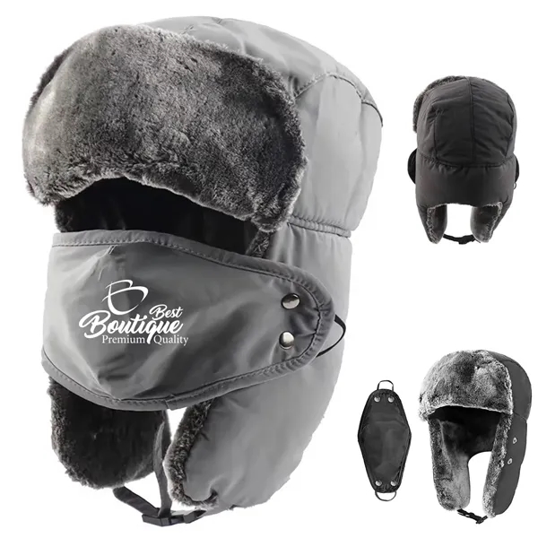 Winter Fur Lined Hat with Windproof Mask - Winter Fur Lined Hat with Windproof Mask - Image 0 of 4