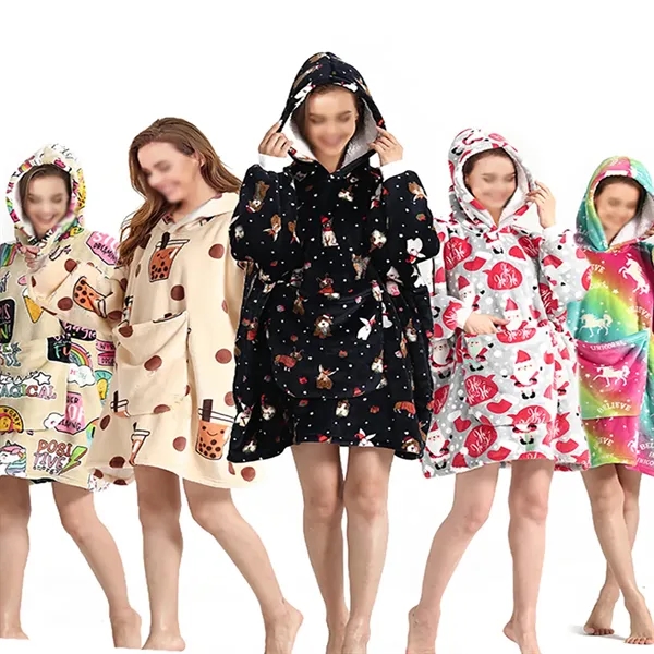 Wearable Blanket Hoodie Fleece Sweatshirt - Wearable Blanket Hoodie Fleece Sweatshirt - Image 0 of 5